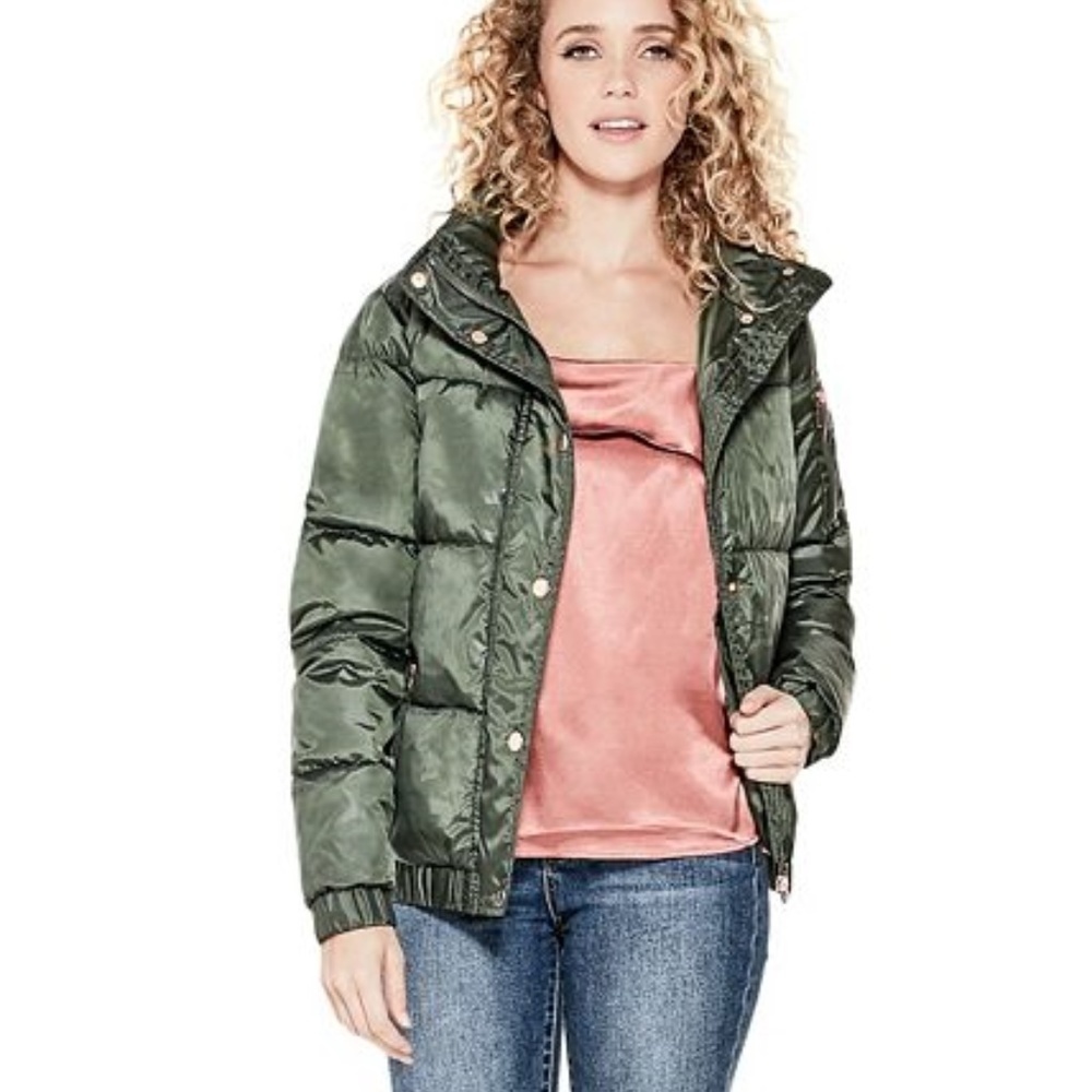 NEW GUESS Leya Camo Puffer Jacket SZ S - Picture 4 of 7